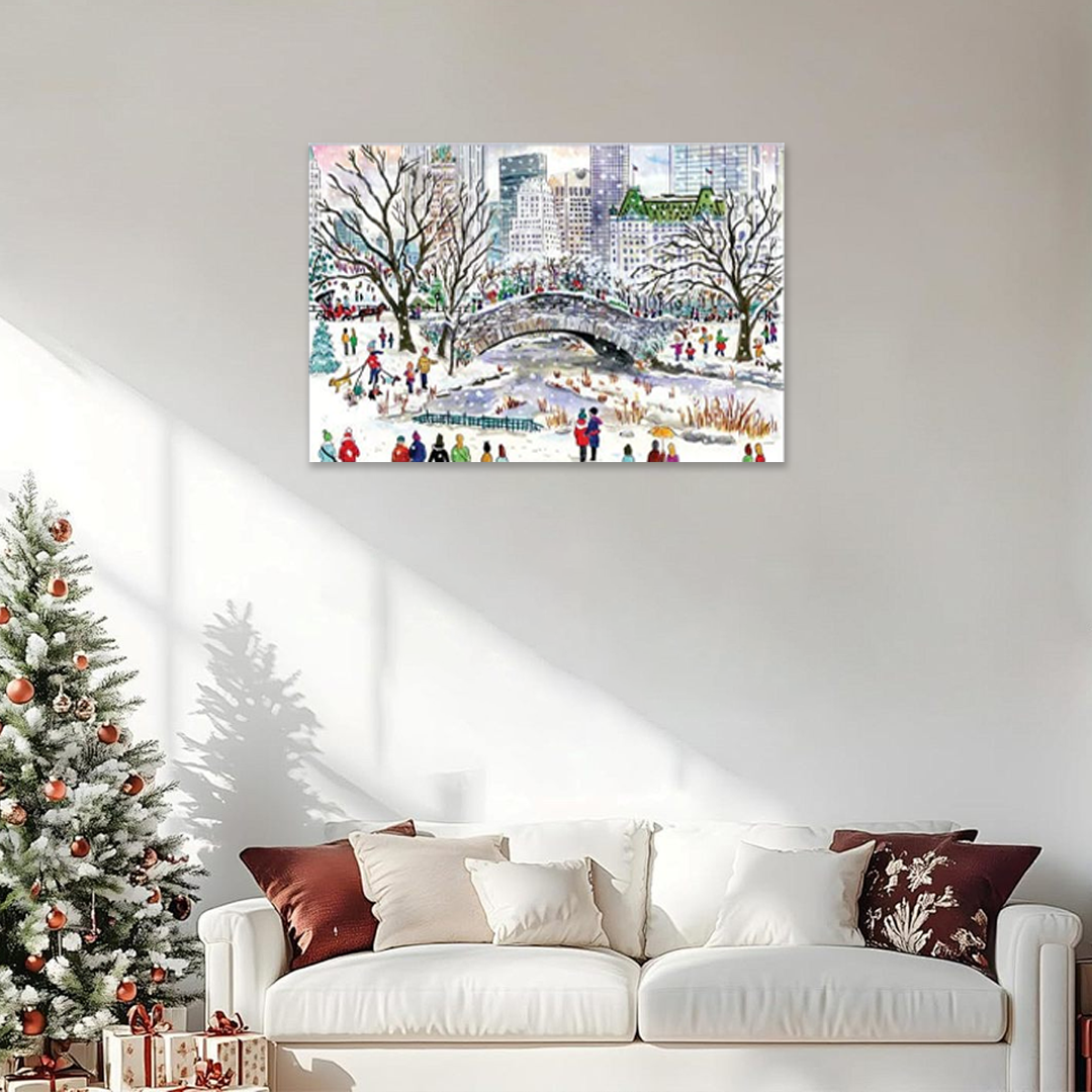 Central Park Holiday: A Cheerful Cityscape Christmas Wall Art of NYC