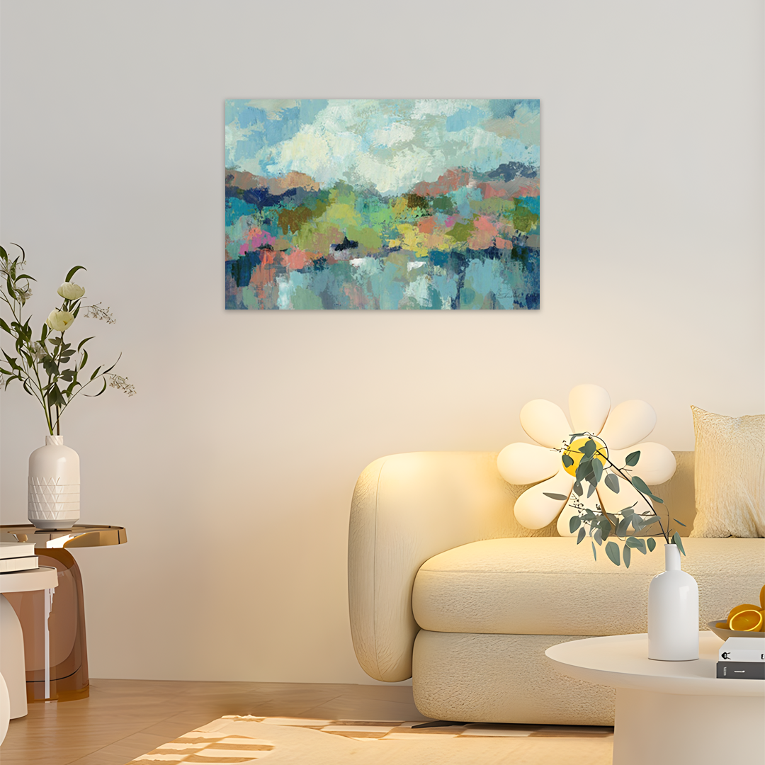 Kaleidoscope Hills: A Colorful Abstract Landscape Canvas Wall Art