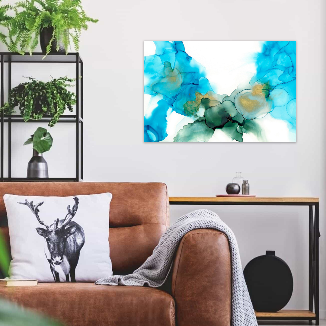 Cerulean Drift: A Modern Blue Abstract Canvas Wall Art Painting
