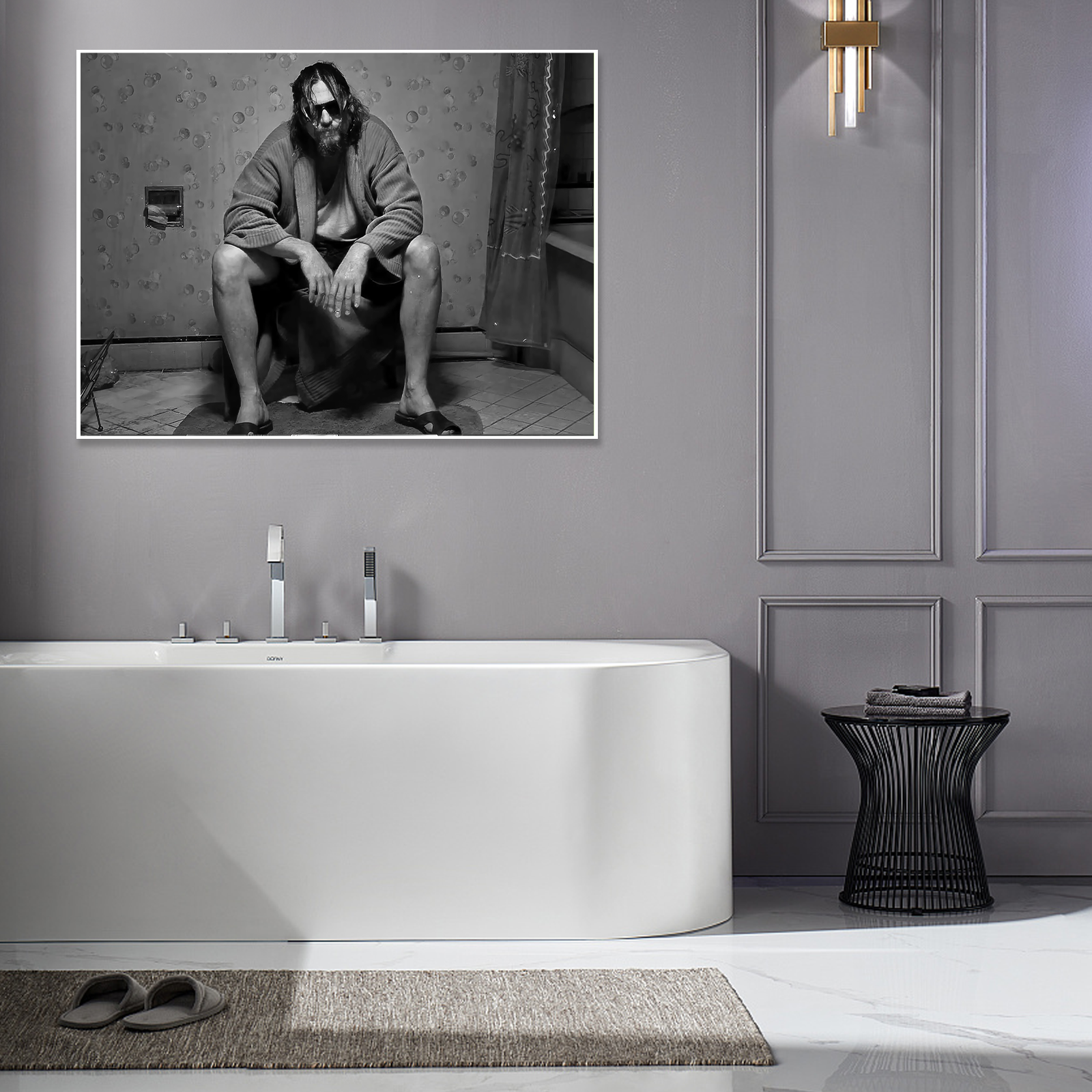 The Dude's Domain: A Funny Black and White Wall Art for a Cool Bathroom