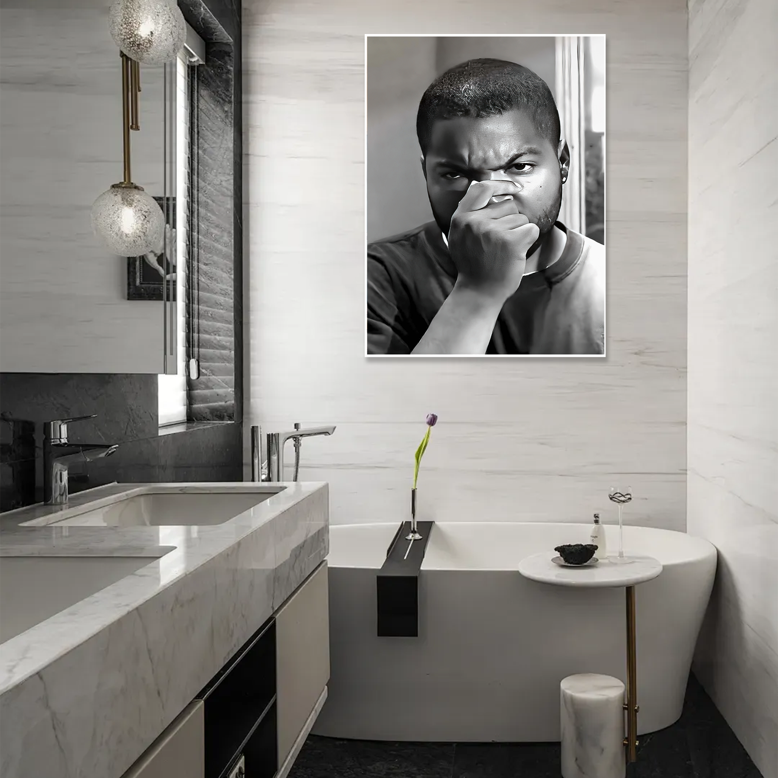 Funny Bathroom Wall Art - The Dismissal Black & White