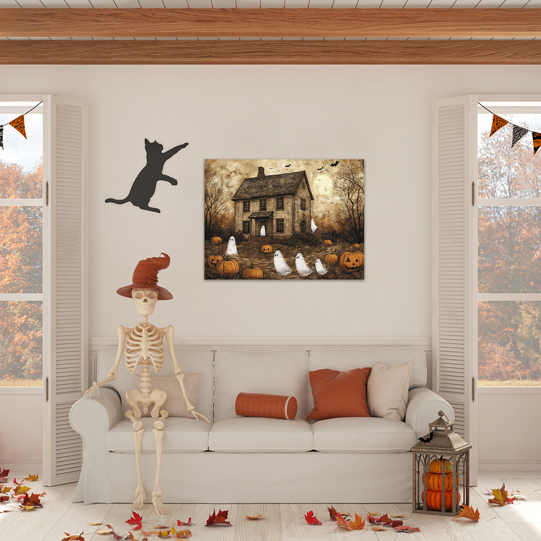 Spirits of Harvest Eve: A Vintage Halloween Wall Art for Spooky Decor