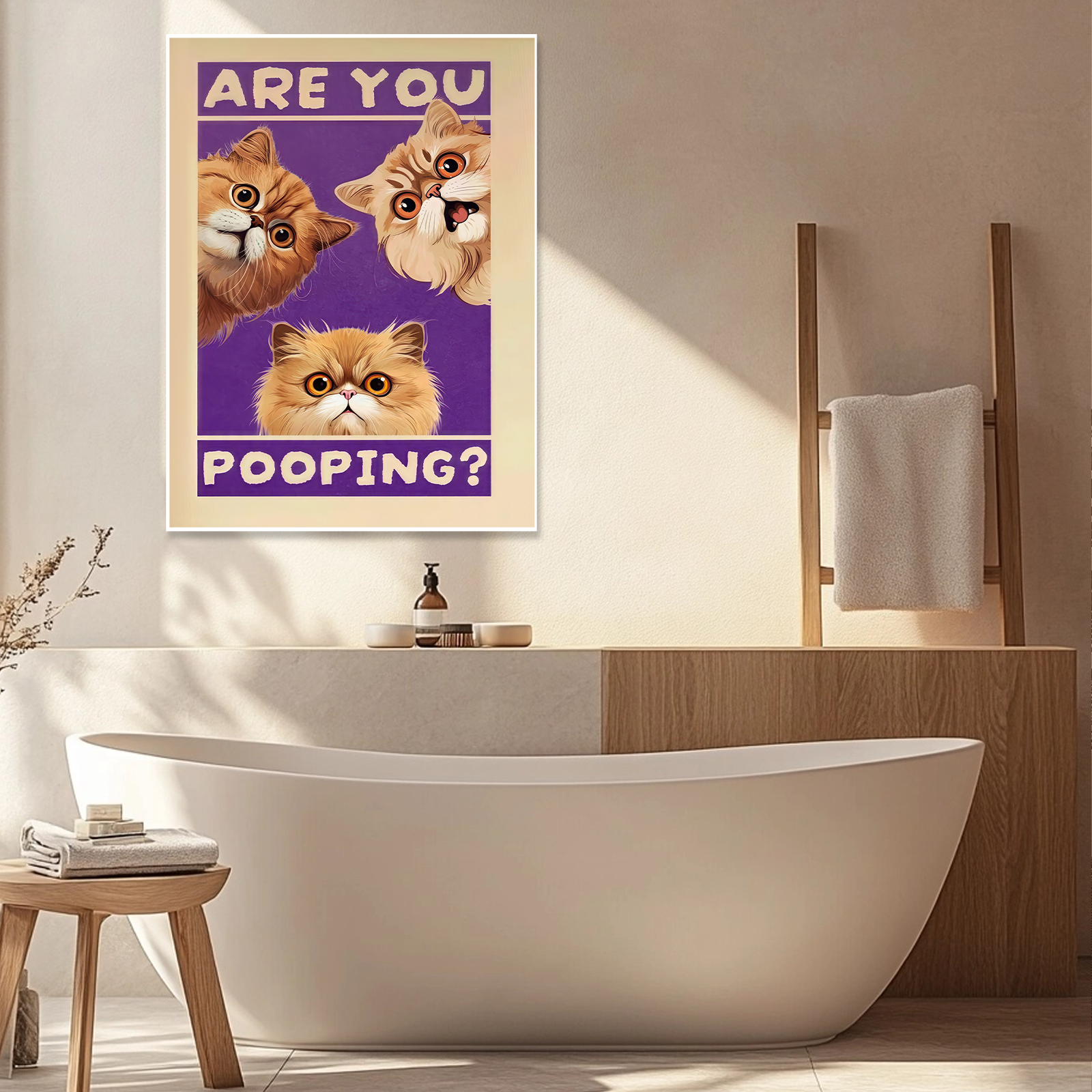 Are You Pooping?: A Funny Pop Art Cat Bathroom Wall Art Poster