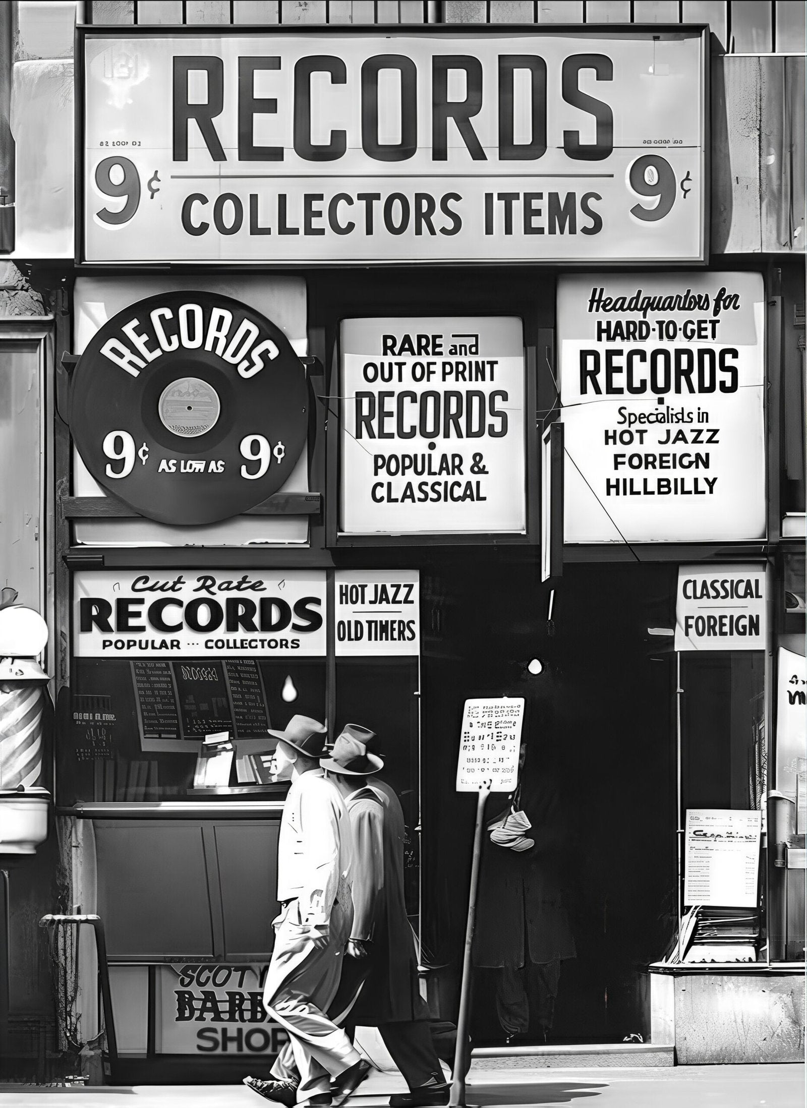 Ninth Street Vinyl: A Vintage Masculine Black and White Bedroom Wall Art