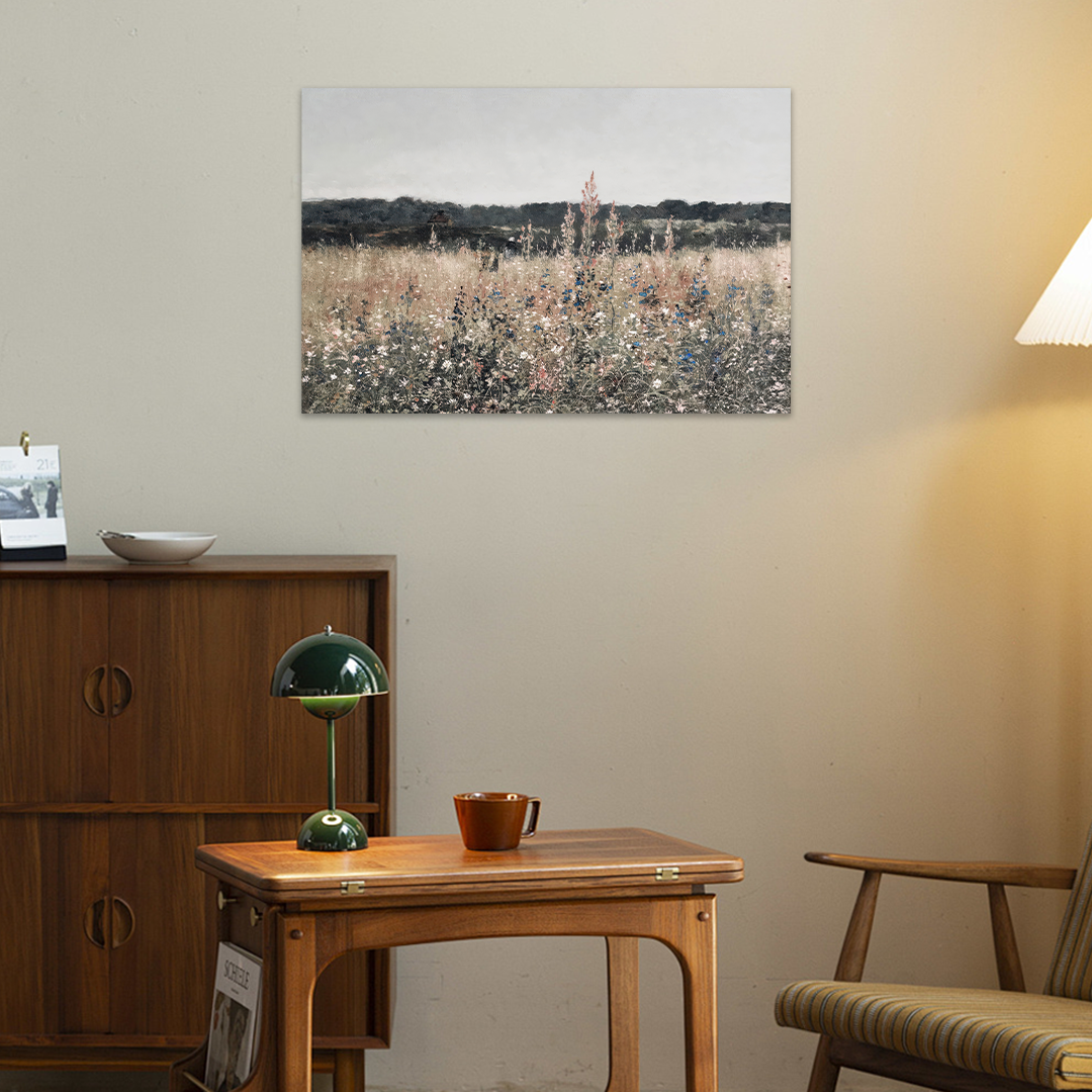 Vintage Landscape Art - Whispering Fields Wildflower Canvas