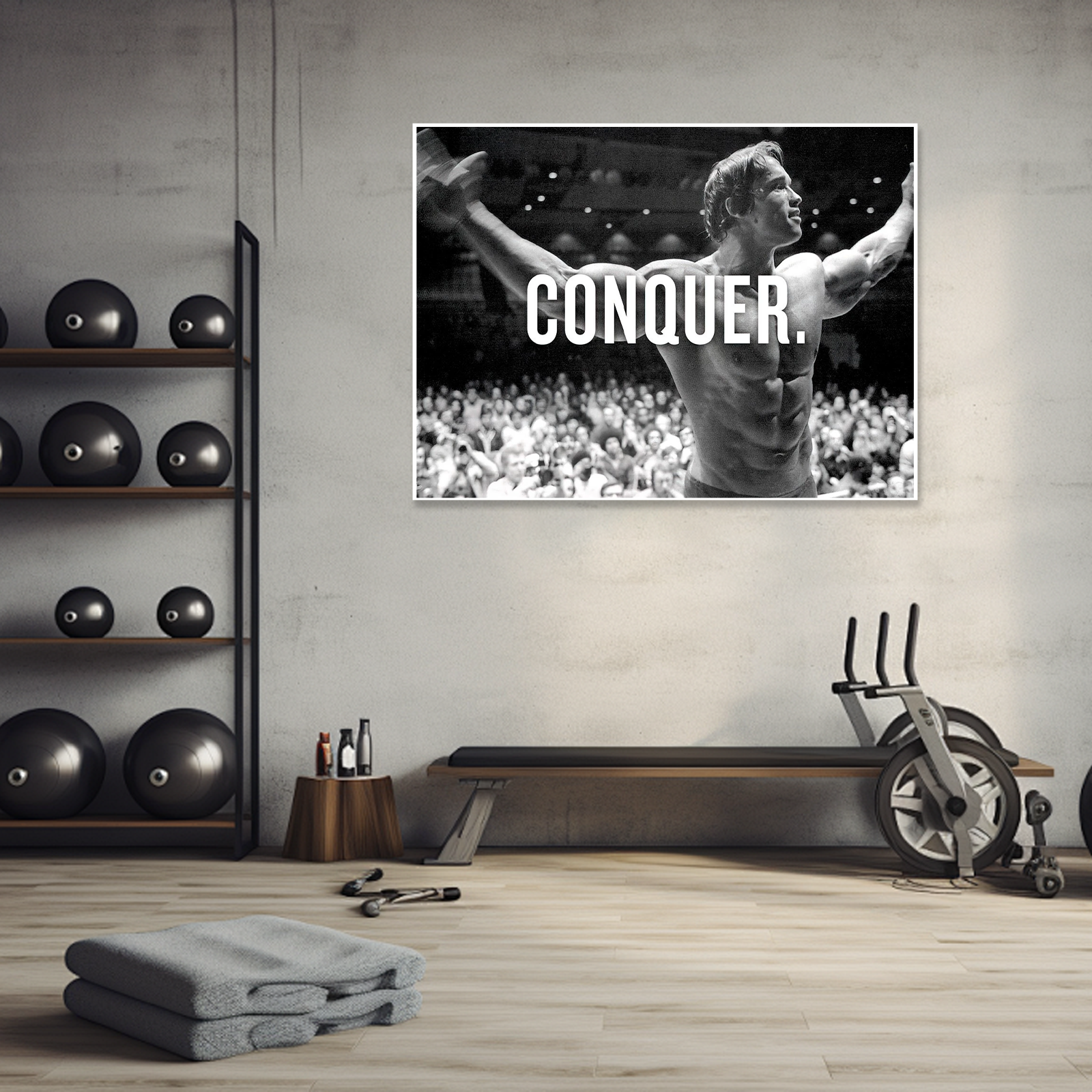 Arnold schwarzenegger pop art An Iconic Vintage Conquer Motivational Wall Art