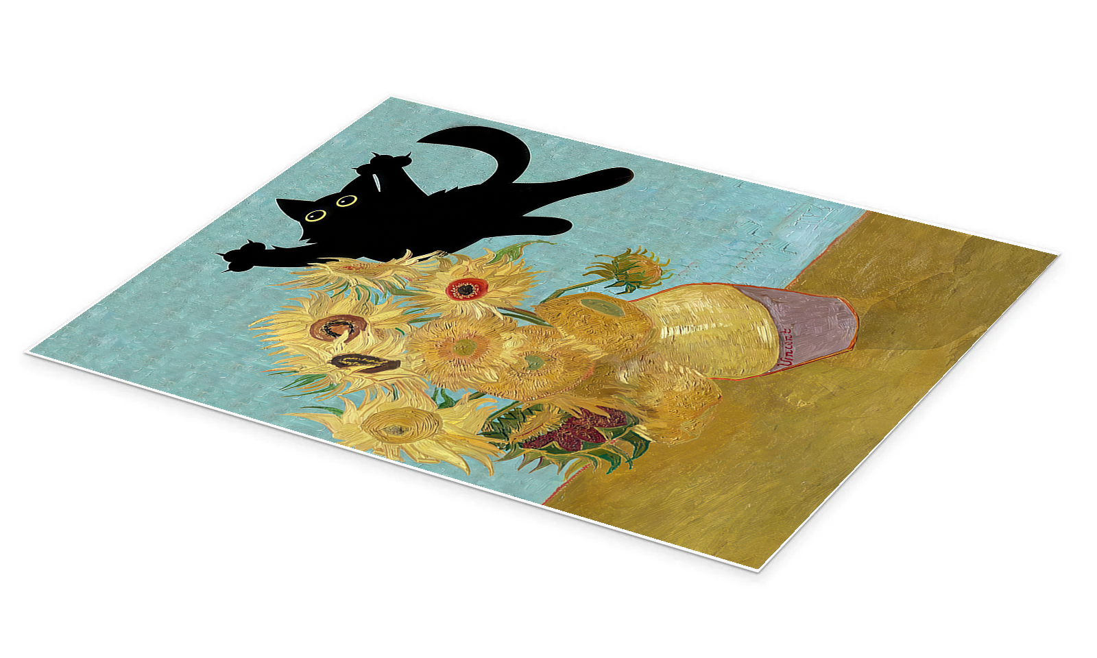 Funny Pop Art Cat - Vincent's Visitor Van Gogh Parody Print