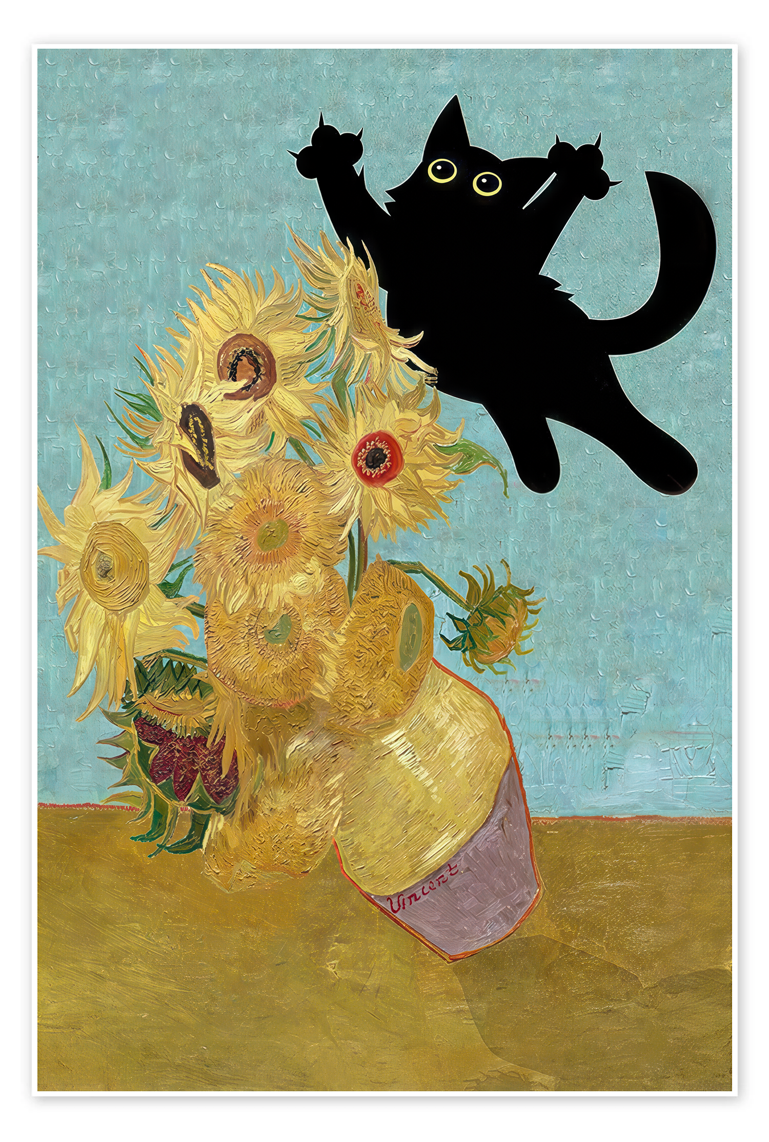 Funny Pop Art Cat - Vincent's Visitor Van Gogh Parody Print