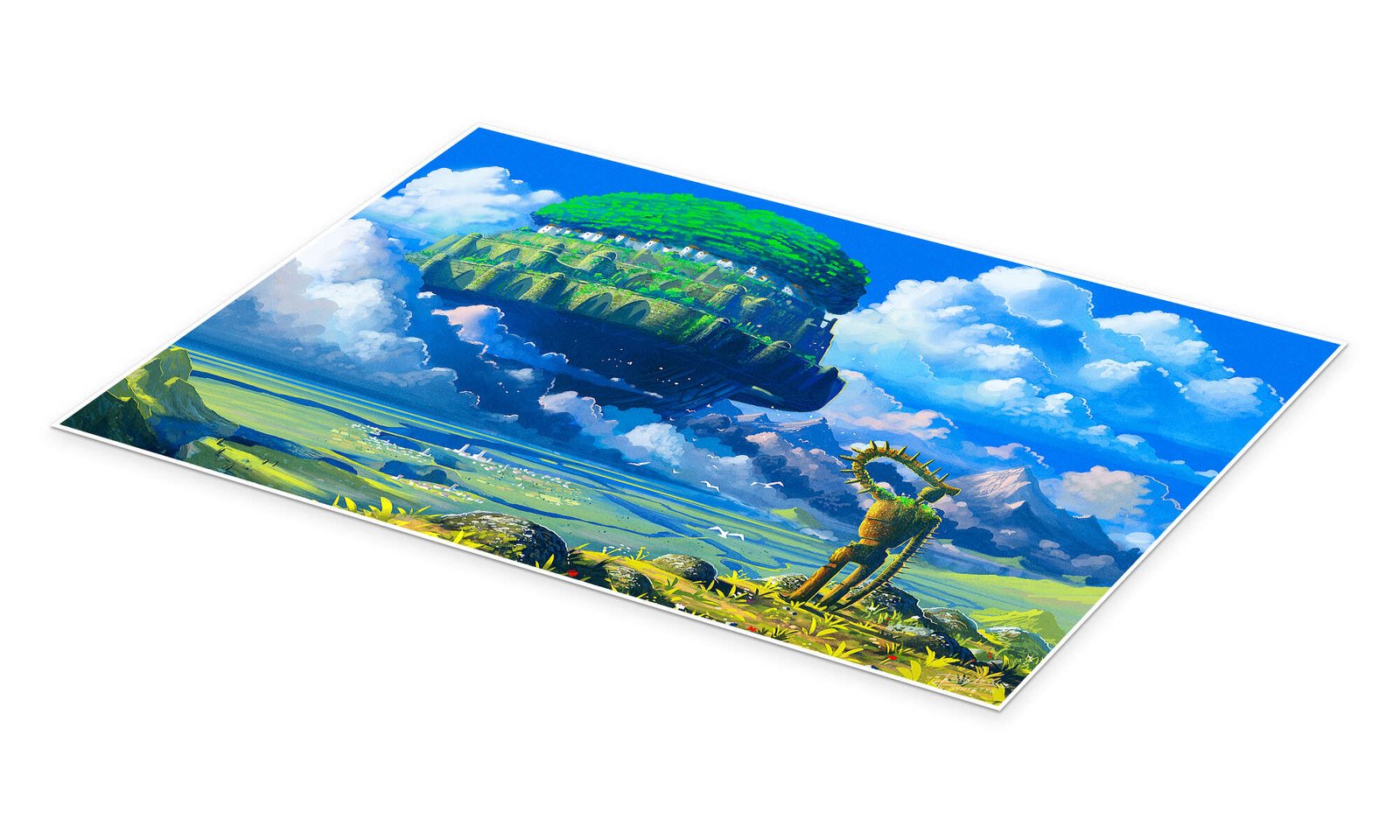 The Last Guardian: A Vibrant Studio Ghibli Castle in the Sky Wall Art