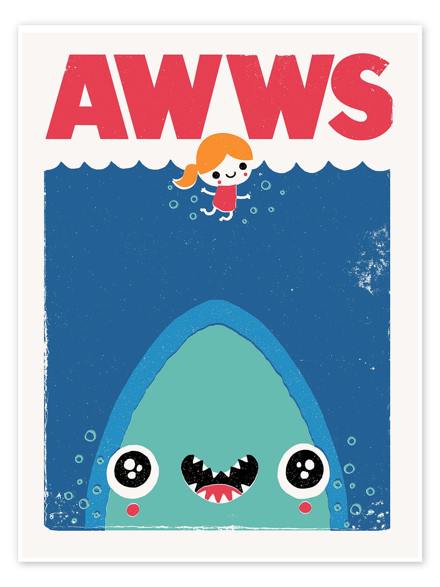 Awws: A Funny and Cute Jaws Parody Movie Pop Art Wall Art