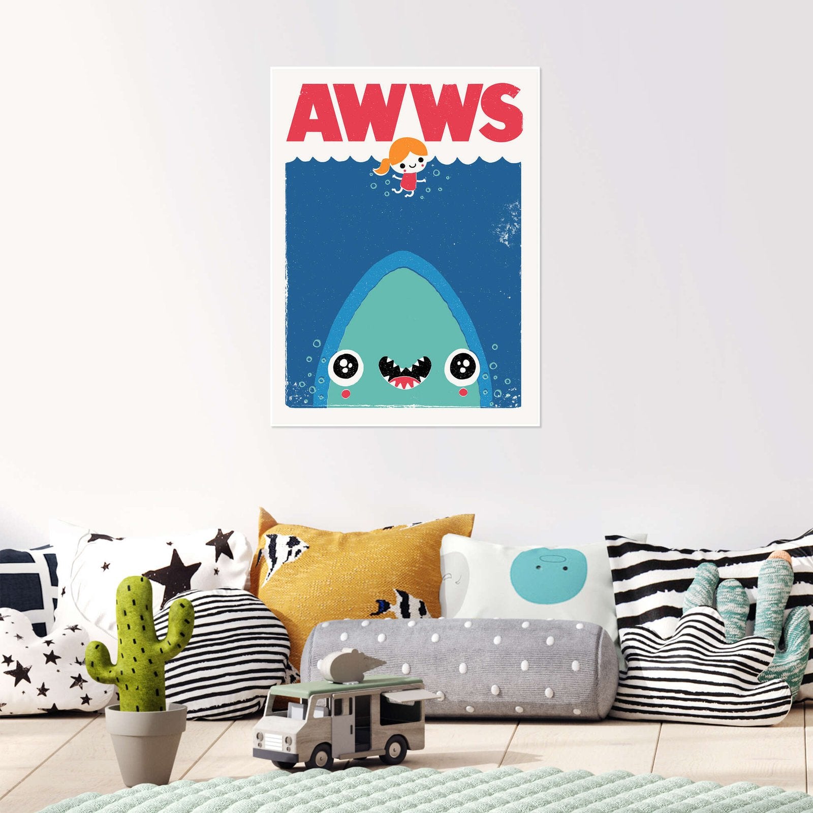 Awws: A Funny and Cute Jaws Parody Movie Pop Art Wall Art