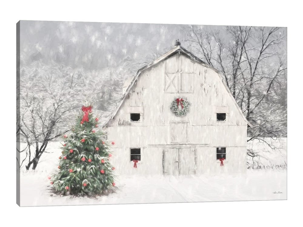 Country Christmas Calm: A Serene Farmhouse Christmas Canvas Painting