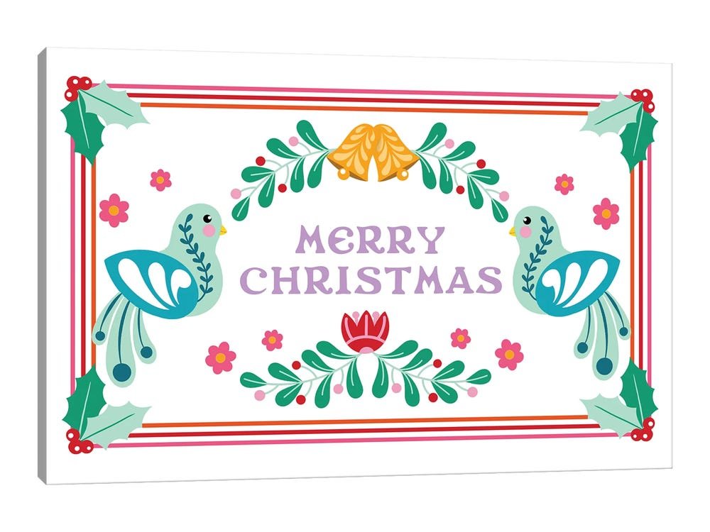 Joyful Tidings: A Modern Folk Art Merry Christmas Wall Art Greeting