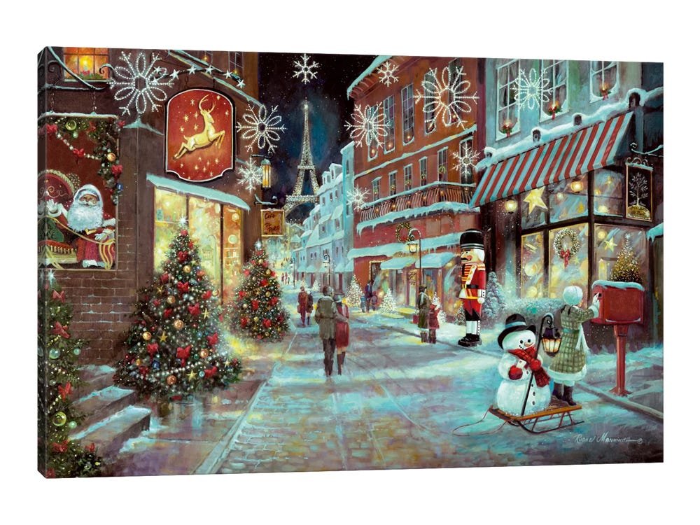 Parisian Noel: A Romantic Christmas Cityscape Wall Art of Paris
