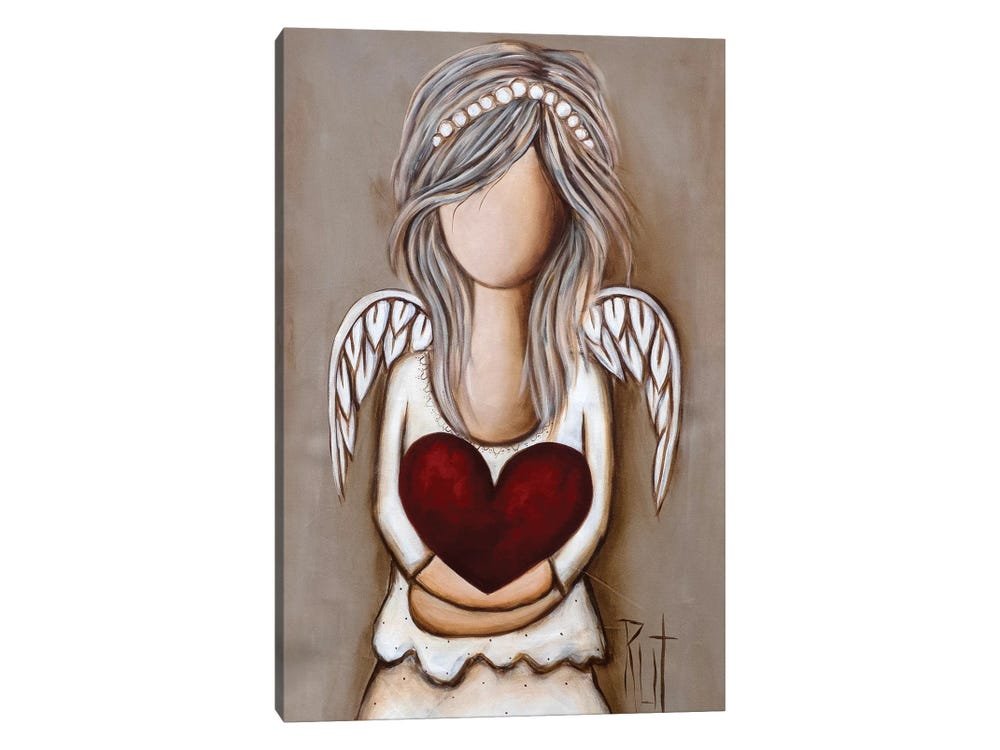 Angel of Affection: A Rustic Christmas Canvas Painting of Love