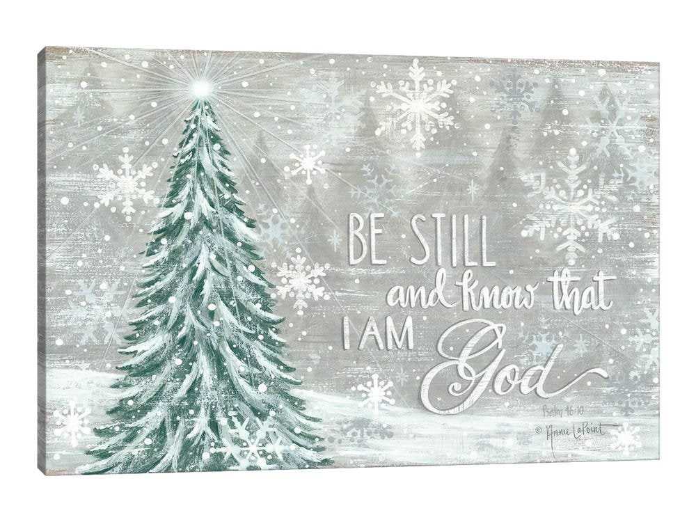 Inspirational Christmas Art - Winter's Stillness Scripture Canvas