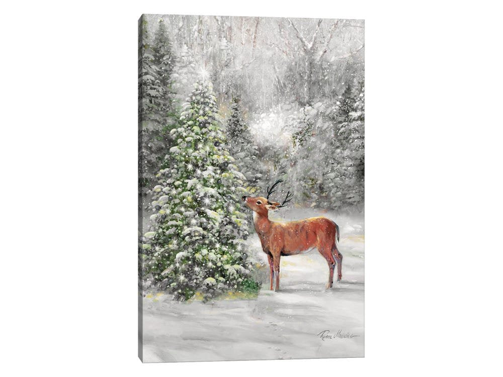 Rustic Christmas Deer Art - Winter's Majesty Cabin Decor