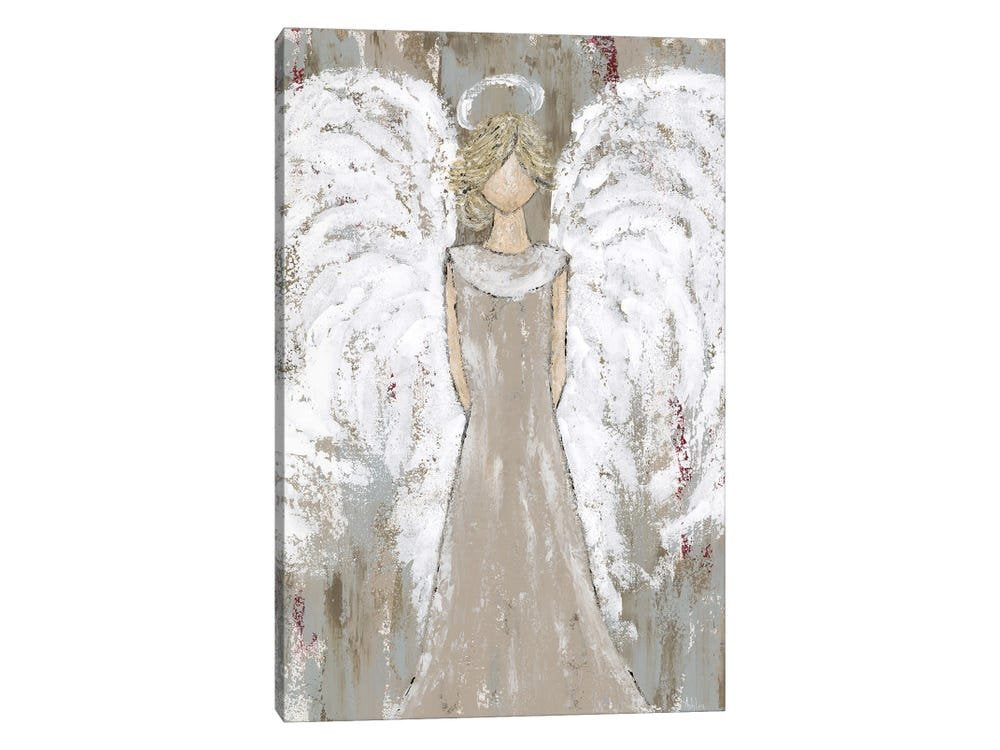 Angel Christmas Painting - Winter's Herald Rustic Canvas