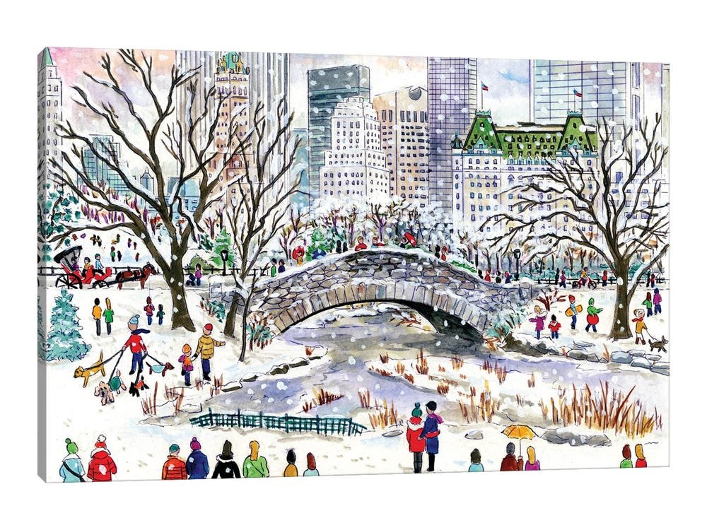 Central Park Holiday: A Cheerful Cityscape Christmas Wall Art of NYC
