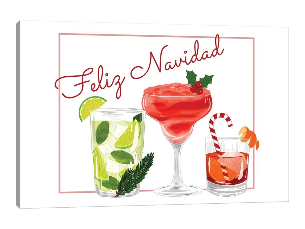 Feliz Navidad Cocktails: A Fun & Modern Christmas Wall Art for Your Bar