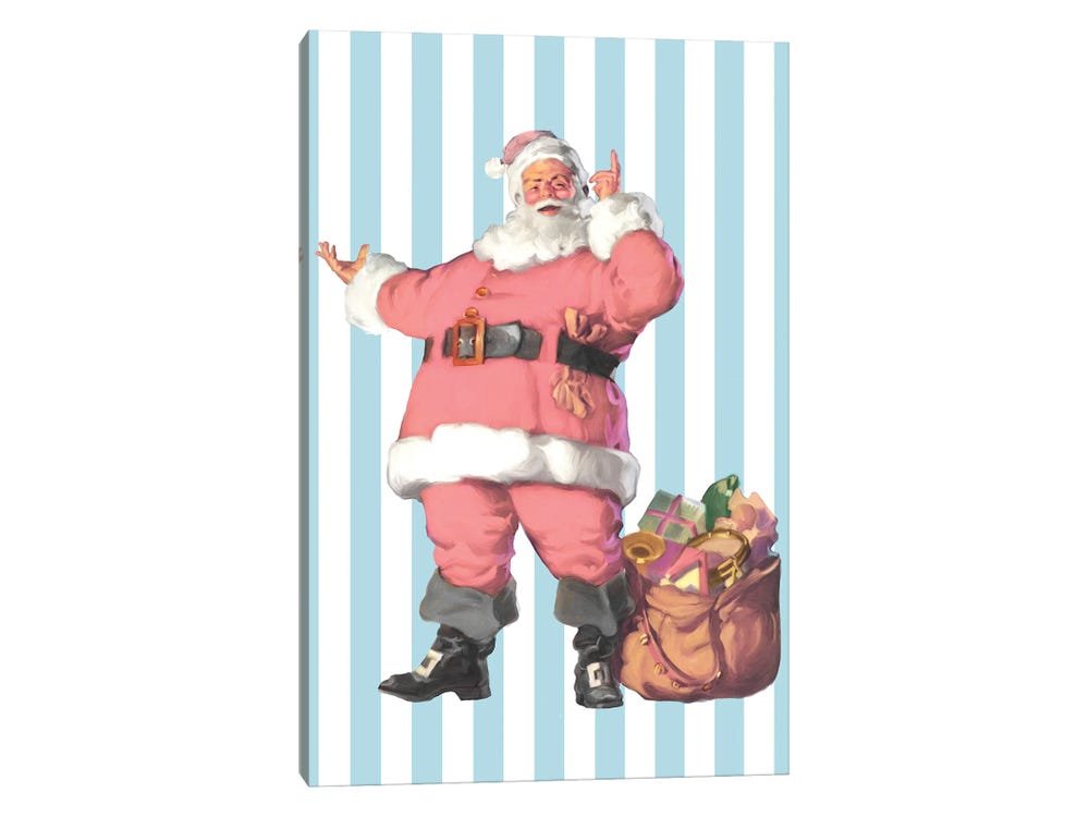 Candy Cane Santa: A Pink Pop Art Christmas Wall Art with Retro Vibes