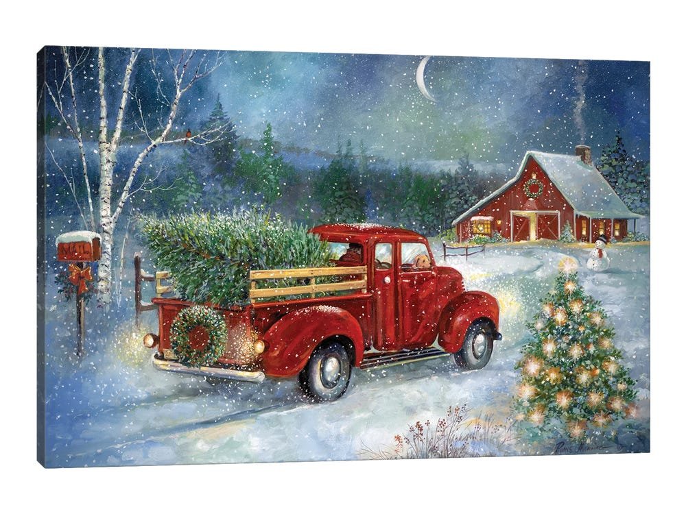 Home for the Holidays: A Classic Vintage Christmas Canvas Painting
