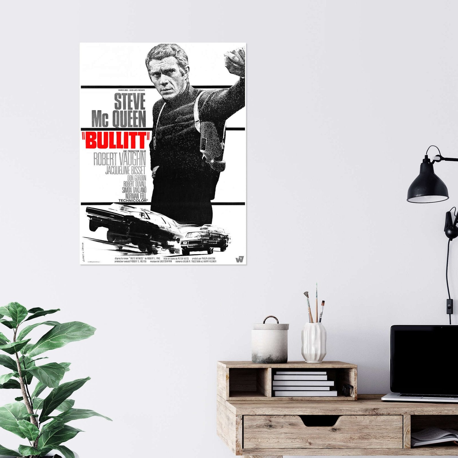 Bullitt: An Iconic Minimalist Steve McQueen Movie Poster Wall Art