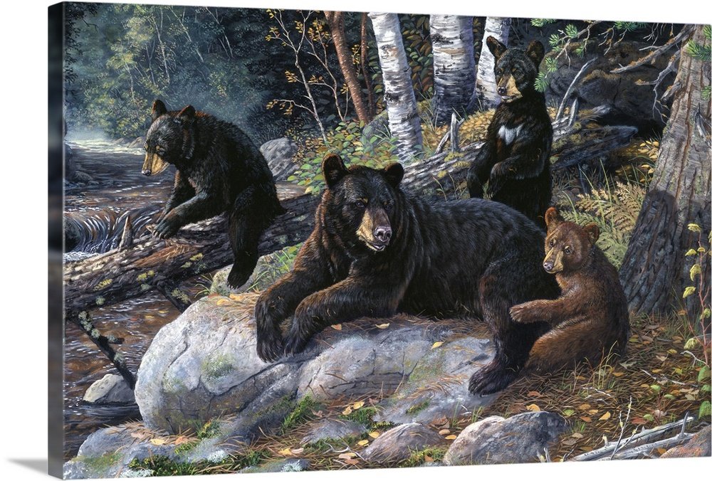 Forest Family: A Heartwarming Wildlife Bear Wall Art for Your Home
