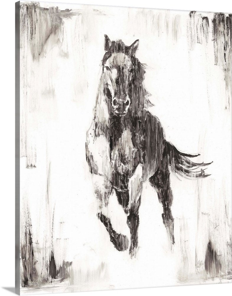 Phantom Gallop: A Modern Minimalist Horse Canvas Painting