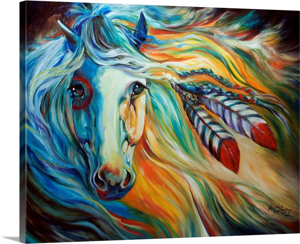 Spirit Wind: A Vibrant and Soulful Abstract Horse Canvas Painting