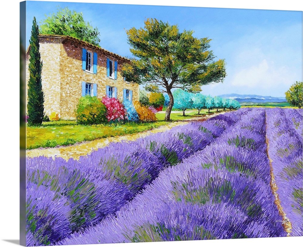 Provence Hideaway: A Cheerful Rustic Lavender Canvas Painting