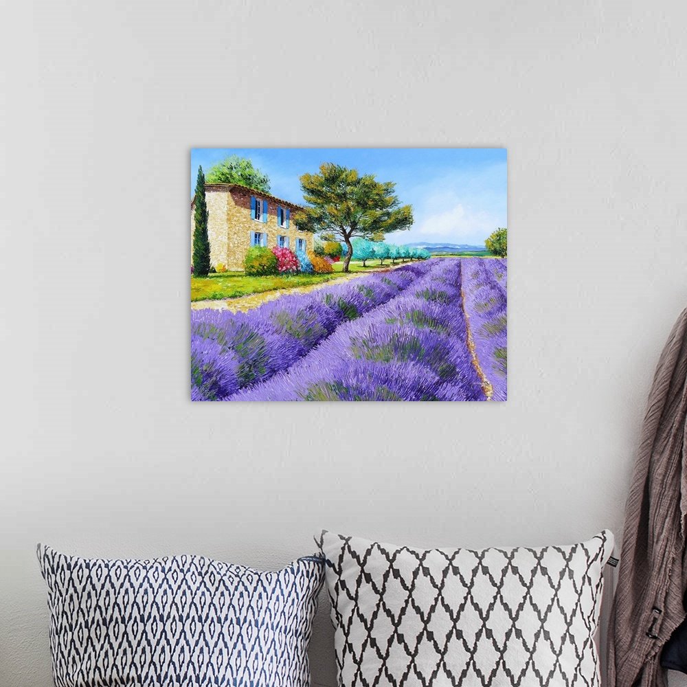Provence Hideaway: A Cheerful Rustic Lavender Canvas Painting