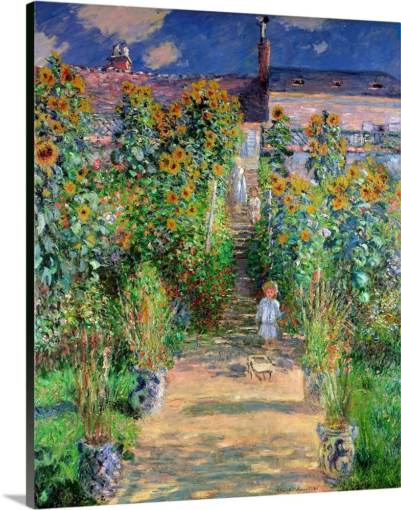 Monet's Garden Path: A Classic Impressionist Flower Canvas Painting