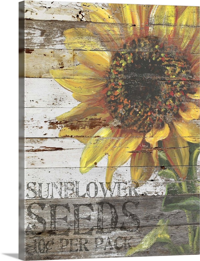 Country Sunshine: A Rustic Farmhouse Flower Canvas Painting for Your Home