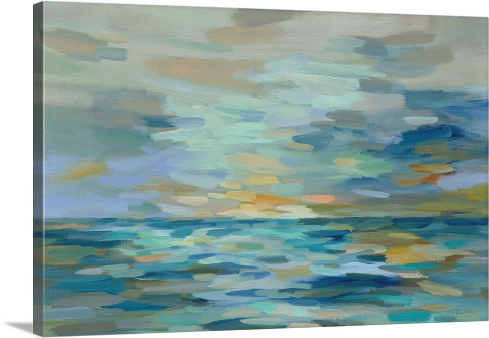Coastal Impressions: A Serene Abstract Seascape Canvas Painting