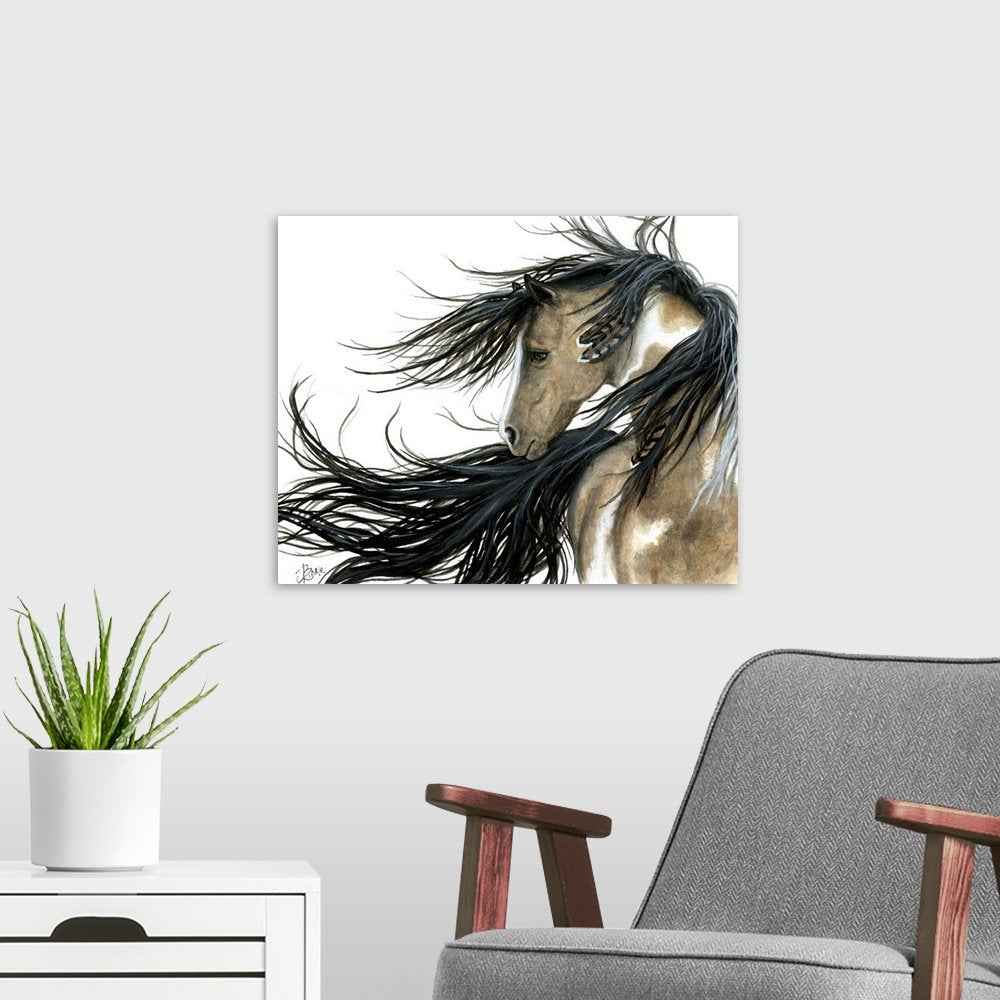 Watercolor Horse Painting - Wind Dancer Modern Canvas Art