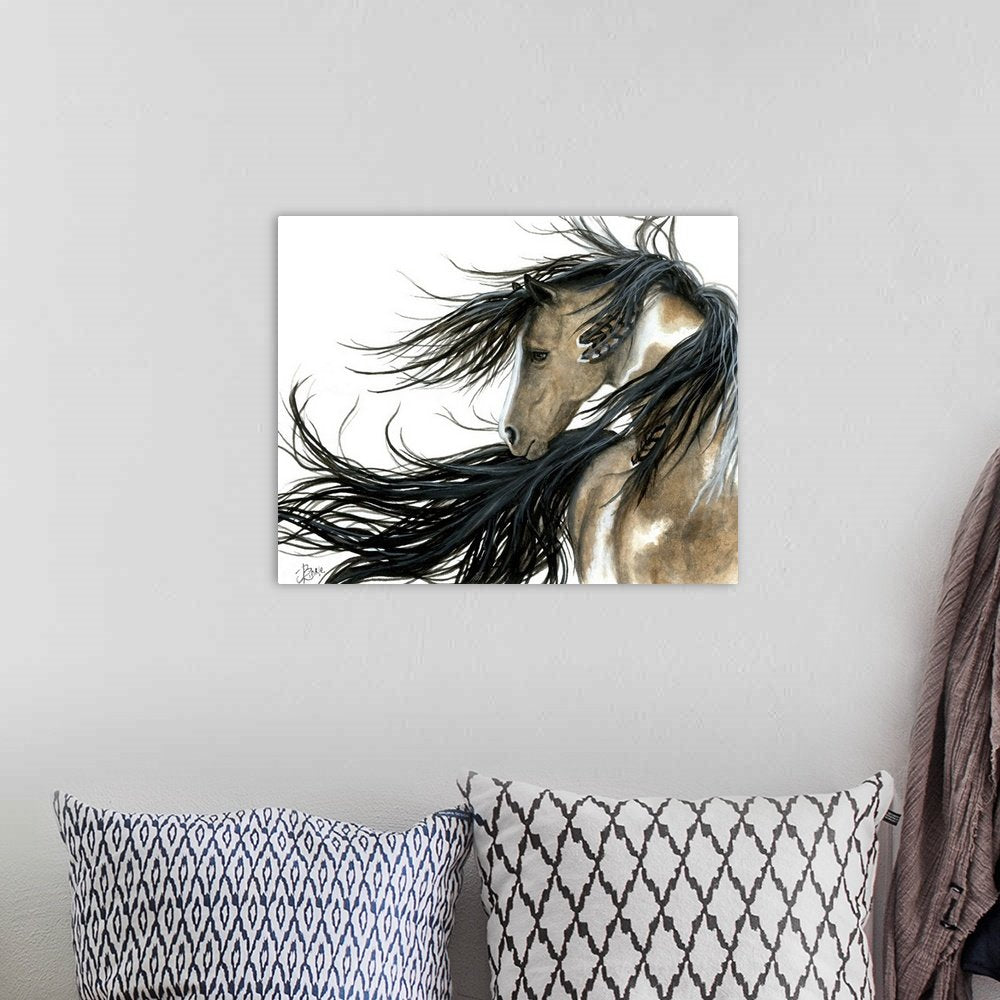 Watercolor Horse Painting - Wind Dancer Modern Canvas Art