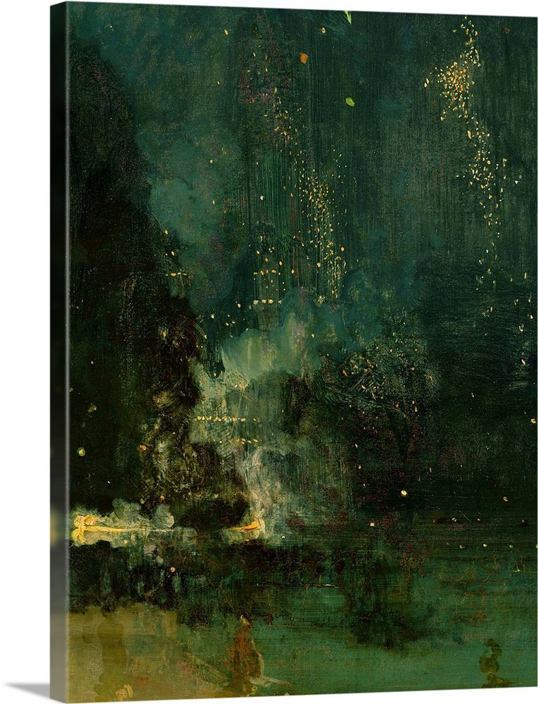 Nocturne in Black and Gold: A Vintage Abstract Masterpiece Canvas Painting