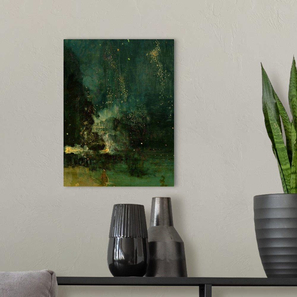 Nocturne in Black and Gold: A Vintage Abstract Masterpiece Canvas Painting