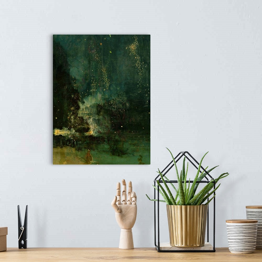 Nocturne in Black and Gold: A Vintage Abstract Masterpiece Canvas Painting