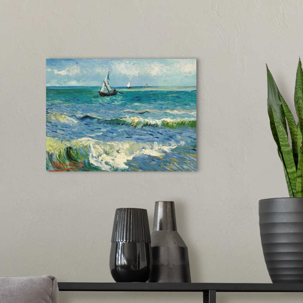 The Living Sea: A Famous Vintage Seascape Canvas Painting by Van Gogh