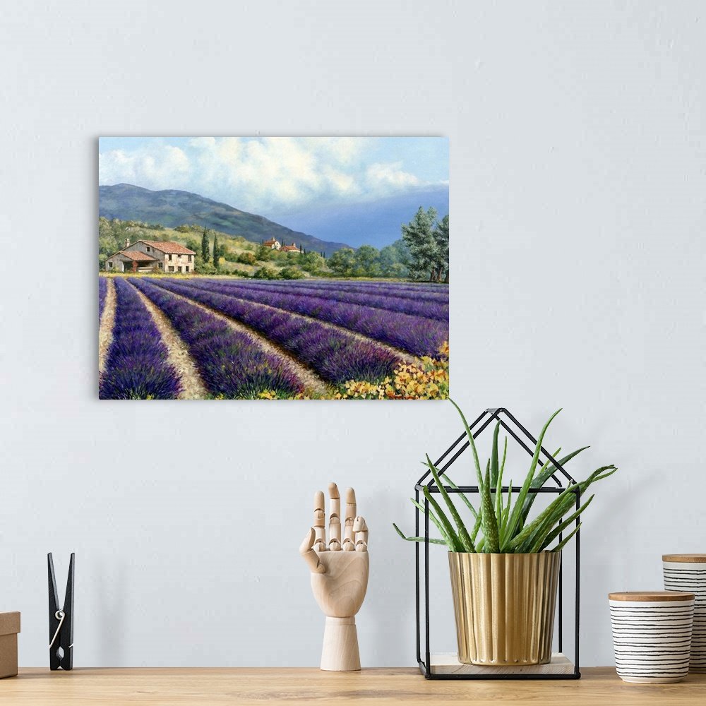 Provence Dream: A Classic Rustic Lavender Landscape Canvas Painting