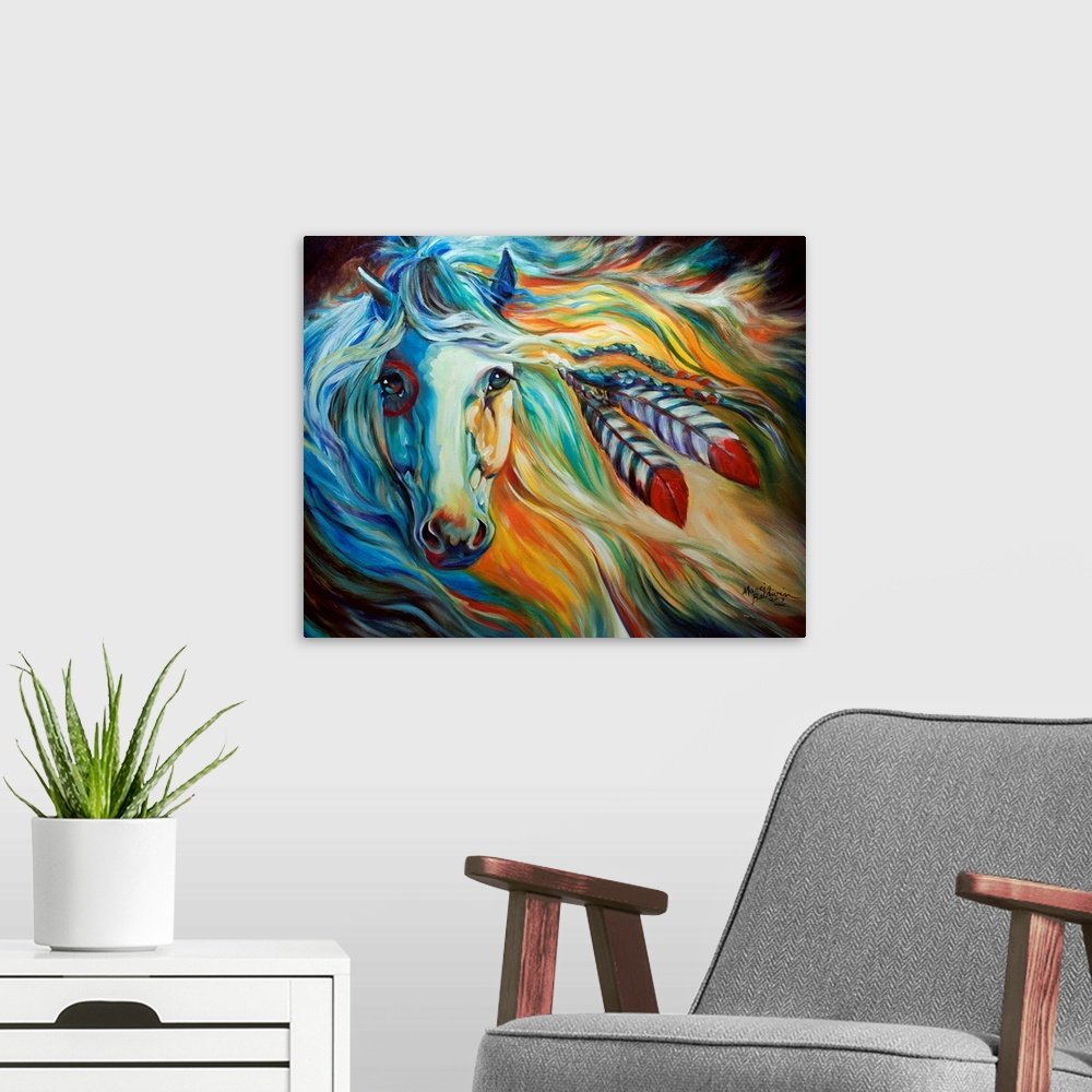 Spirit Wind: A Vibrant and Soulful Abstract Horse Canvas Painting