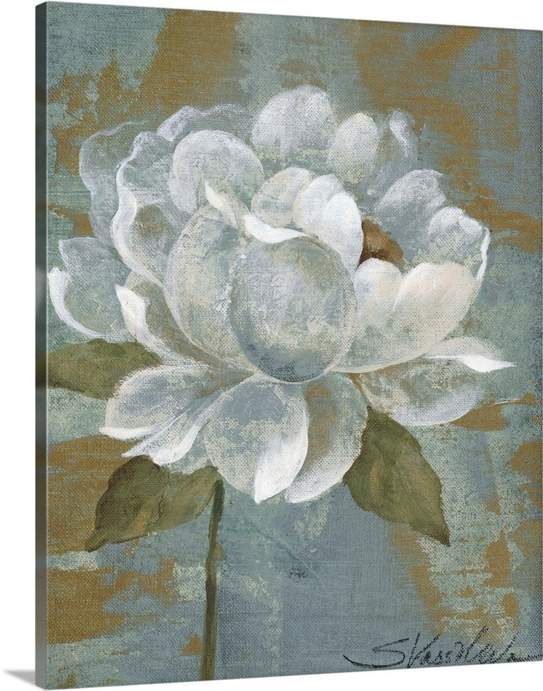 Antique Bloom: A Rustic Floral Wall Art for Living Room Decor