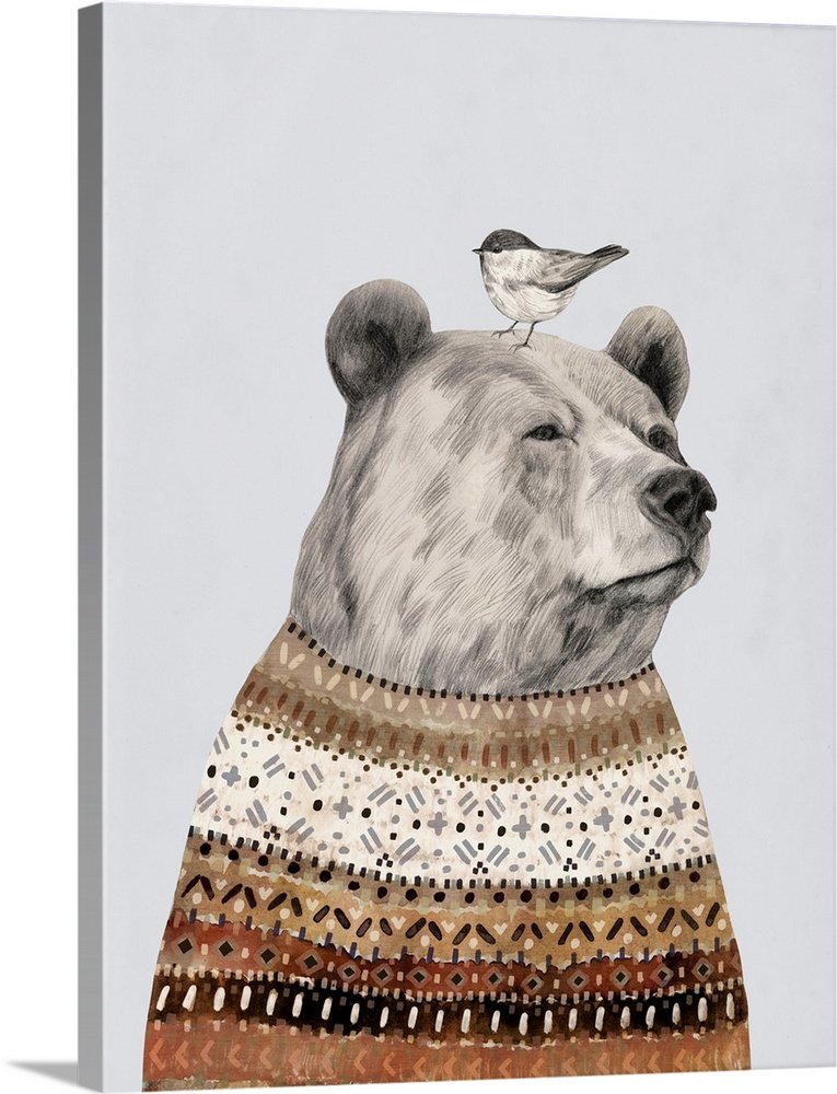 The Forest Friends: A Whimsical Rustic Bear Wall Art for Your Cabin