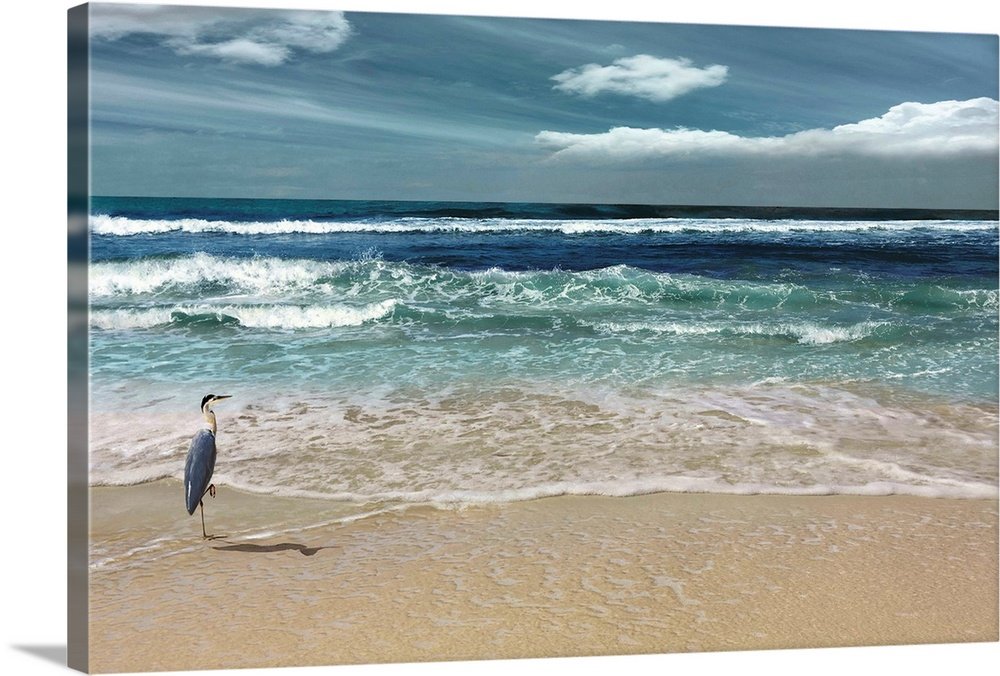 The Solitary Watcher: A Serene Coastal Beach Wall Art for Your Home