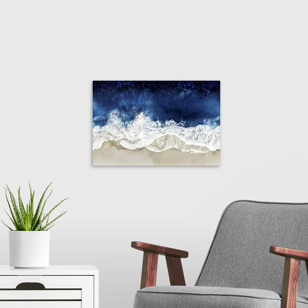 Ocean's Edge: A Modern Abstract Coastal Beach Wall Art