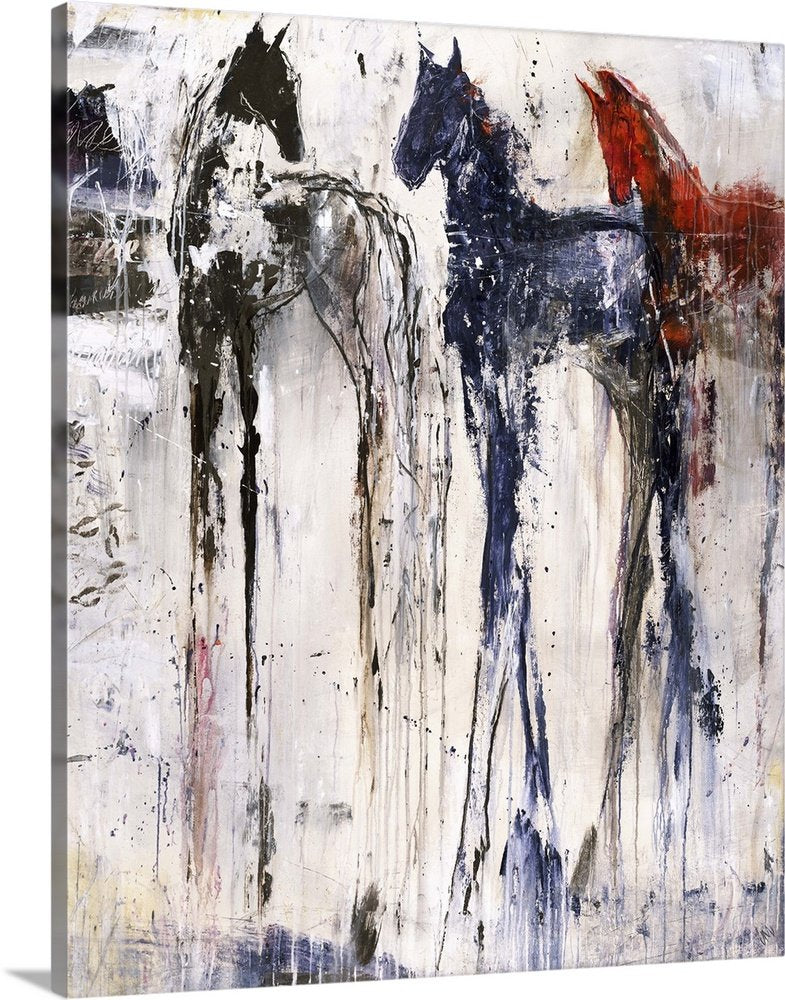 Phantom Herd: A Modern Abstract Horse Canvas Painting for Edgy Decor