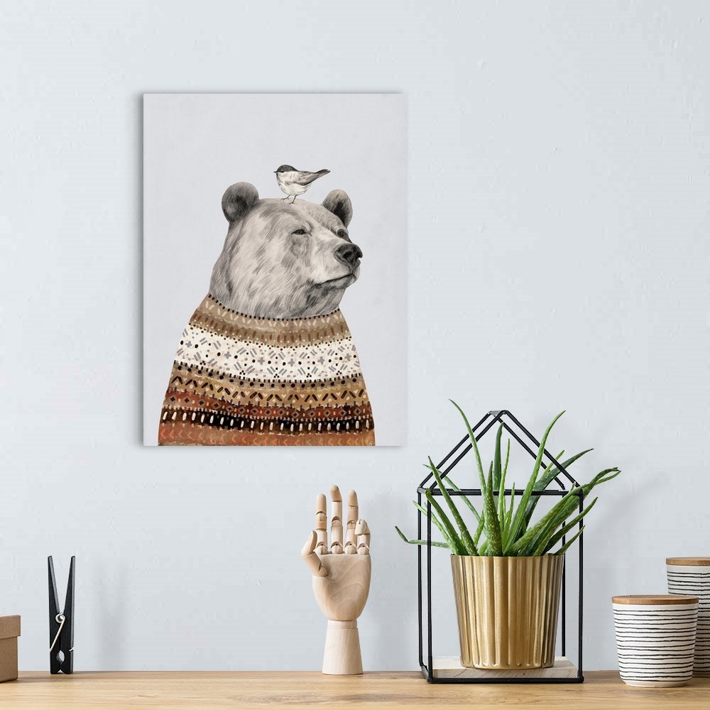 The Forest Friends: A Whimsical Rustic Bear Wall Art for Your Cabin