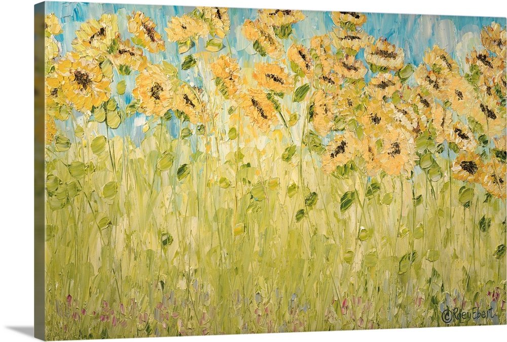 Sunflower Breeze: A Light Impressionist Flower Canvas Painting